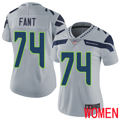 Seattle Seahawks Limited Grey Women George Fant Alternate Jersey NFL Football #74 Vapor Untouchable->women nfl jersey->Women Jersey